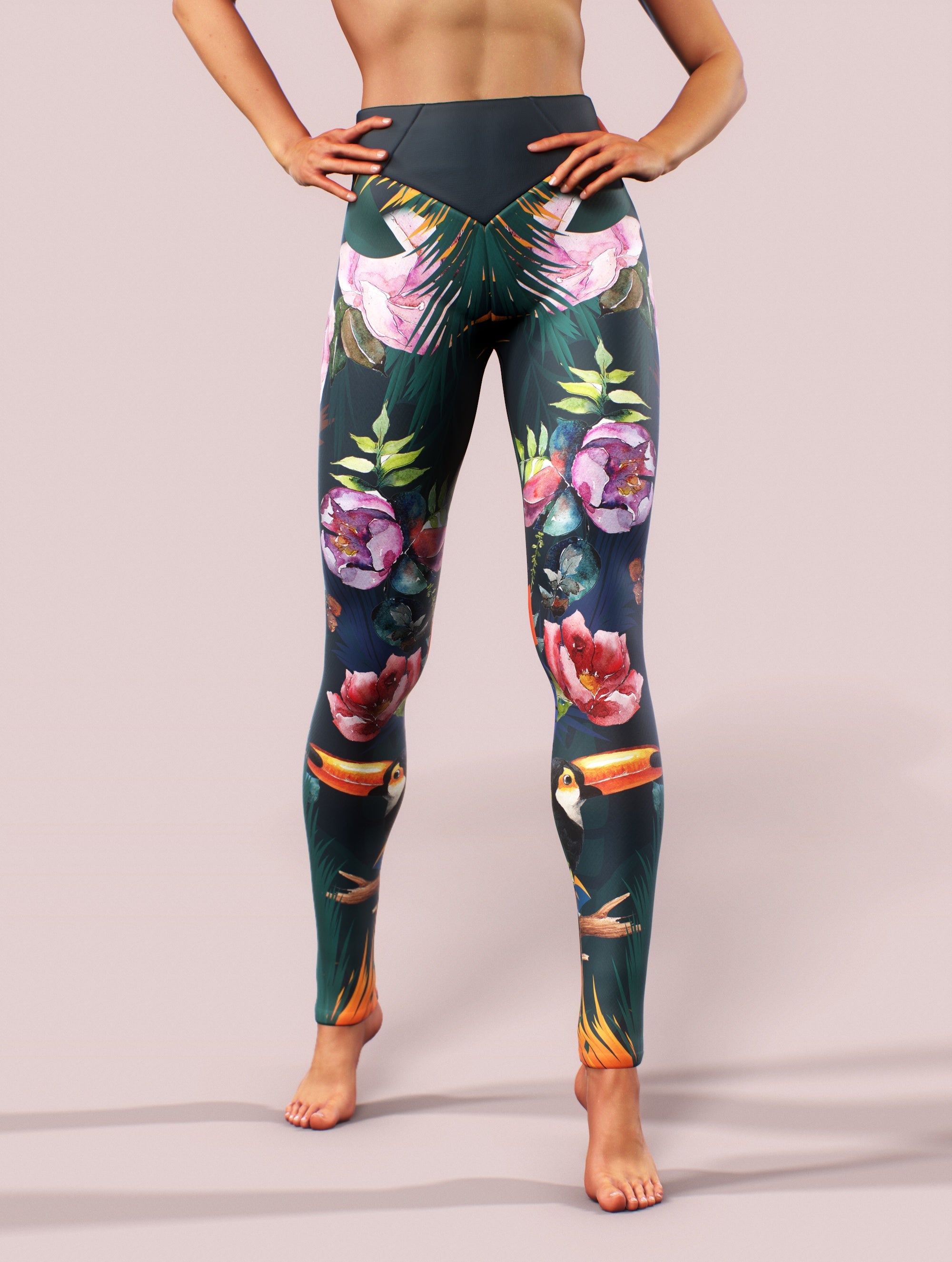 Tropical Parrots Leggings-High waisted leggings-bootysculpted