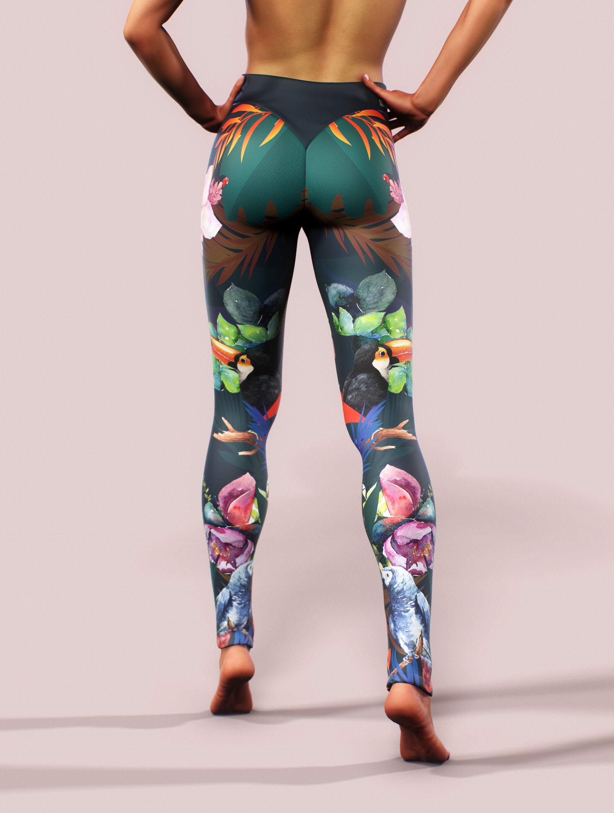 Tropical Parrots Leggings-High waisted leggings-bootysculpted
