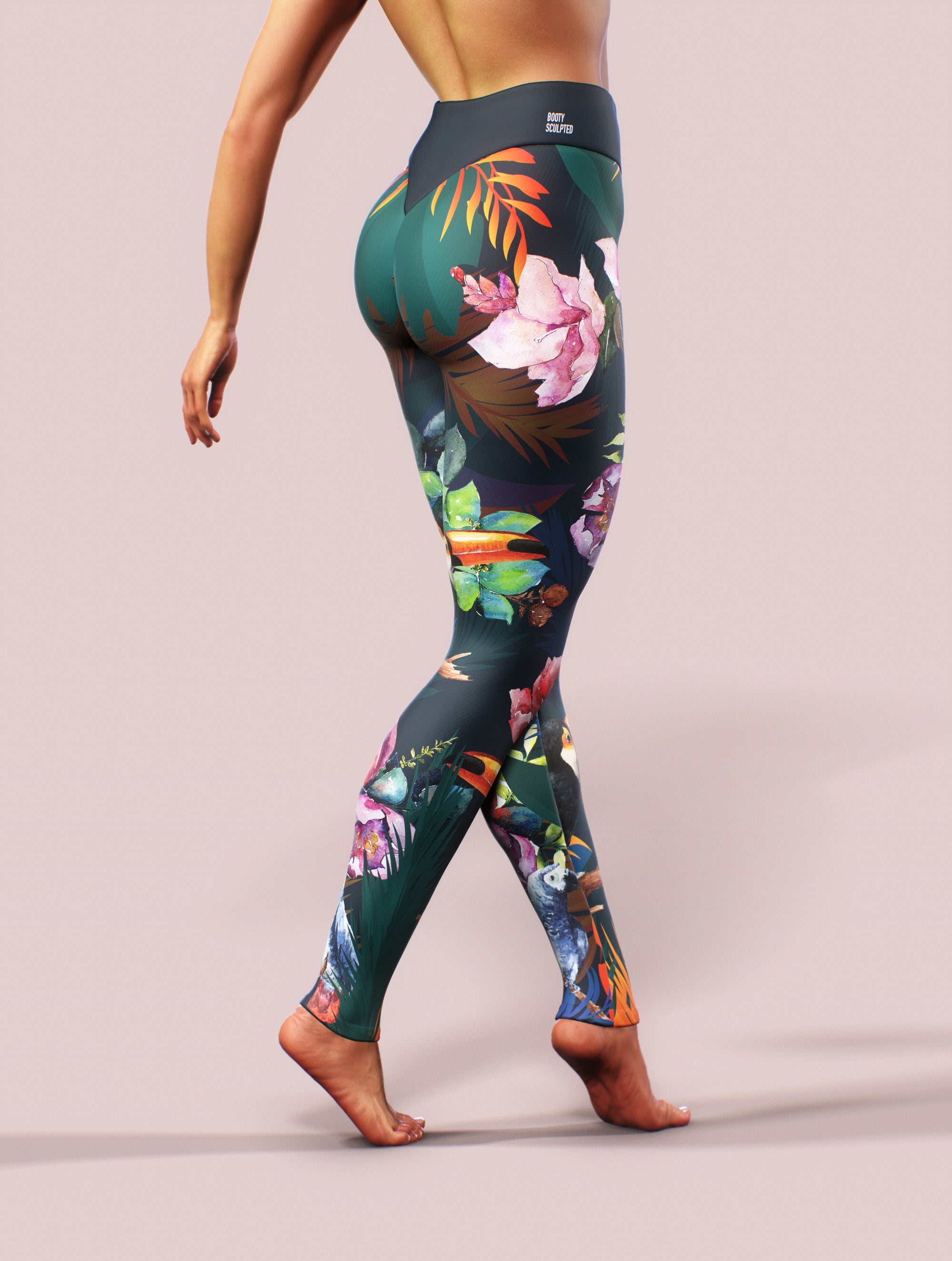 Tropical Parrots Leggings-High waisted leggings-bootysculpted