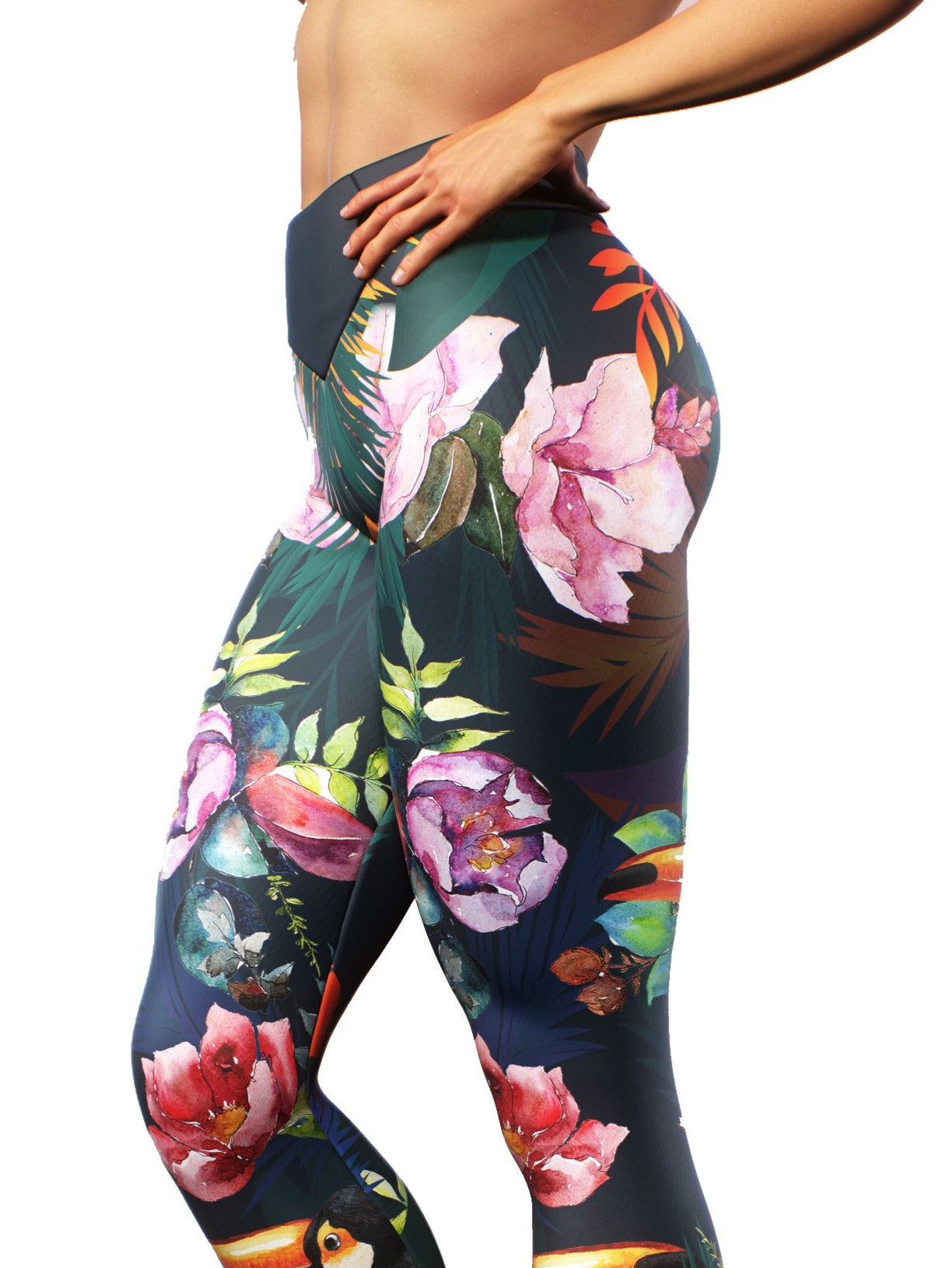 Tropical Parrots Leggings-High waisted leggings-bootysculpted