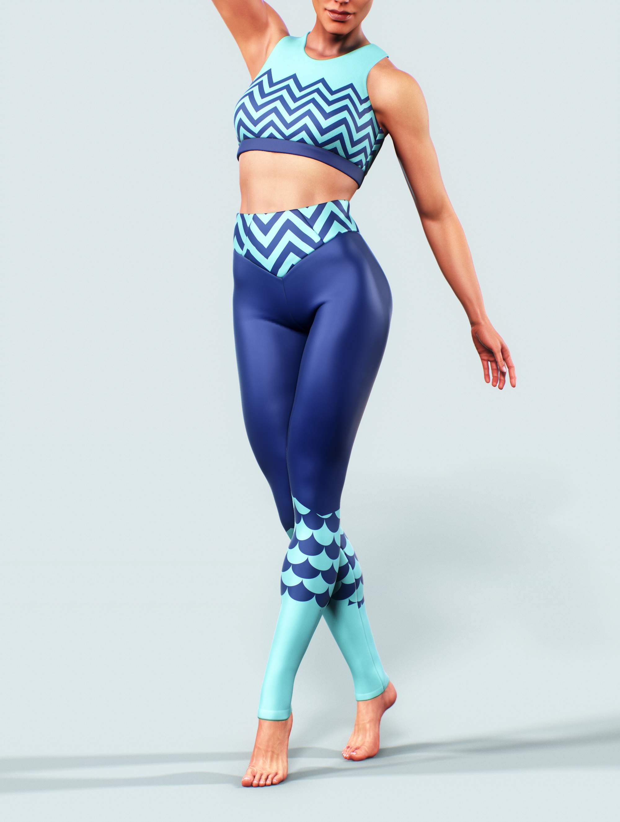 Blue Mermaid Yoga Pants